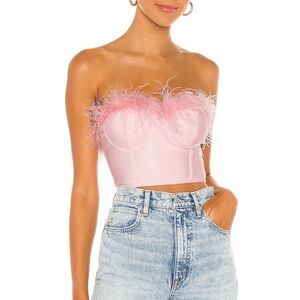 Superdown Light Pink Feathered Crop Top
